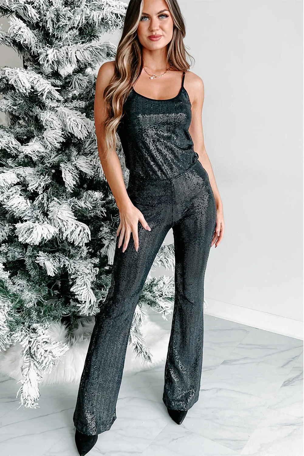 Flare Sequined Pants Set