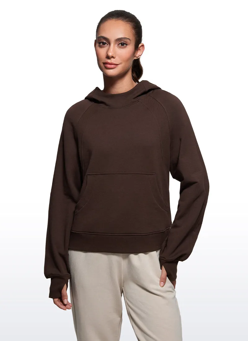 Fleece Mock Neck Hoodies with Thumb Holes