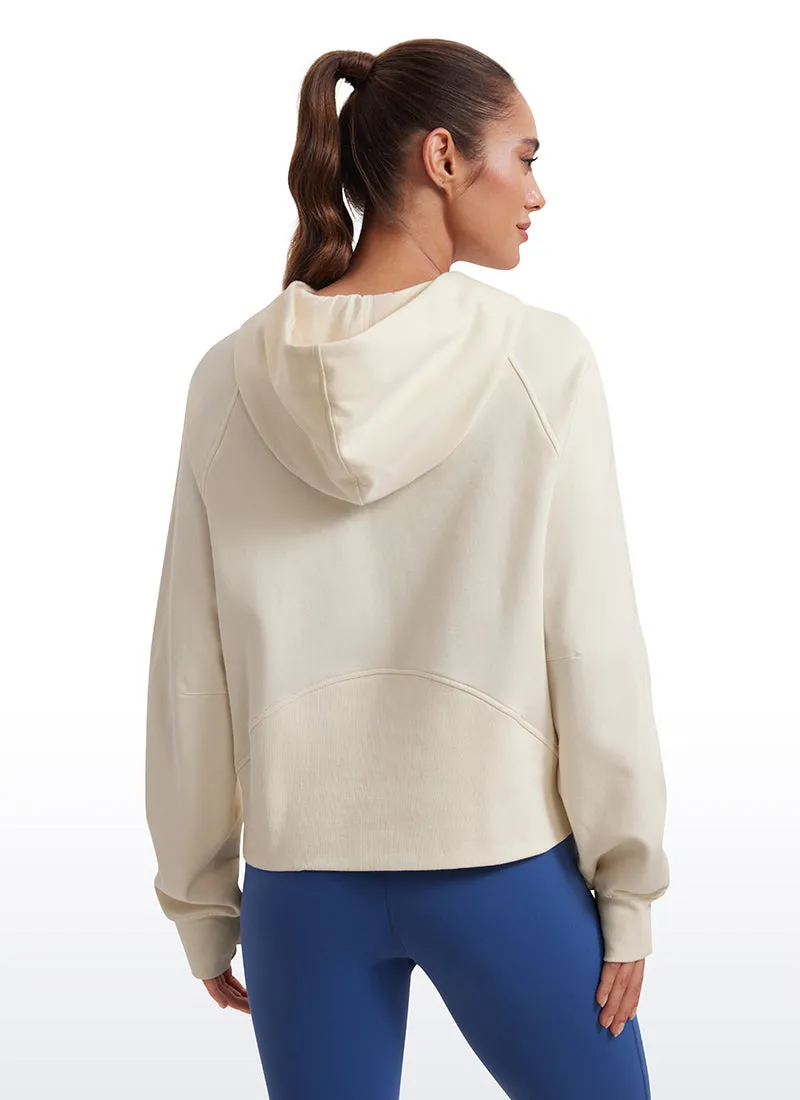 Fleece Mock Neck Hoodies with Thumb Holes