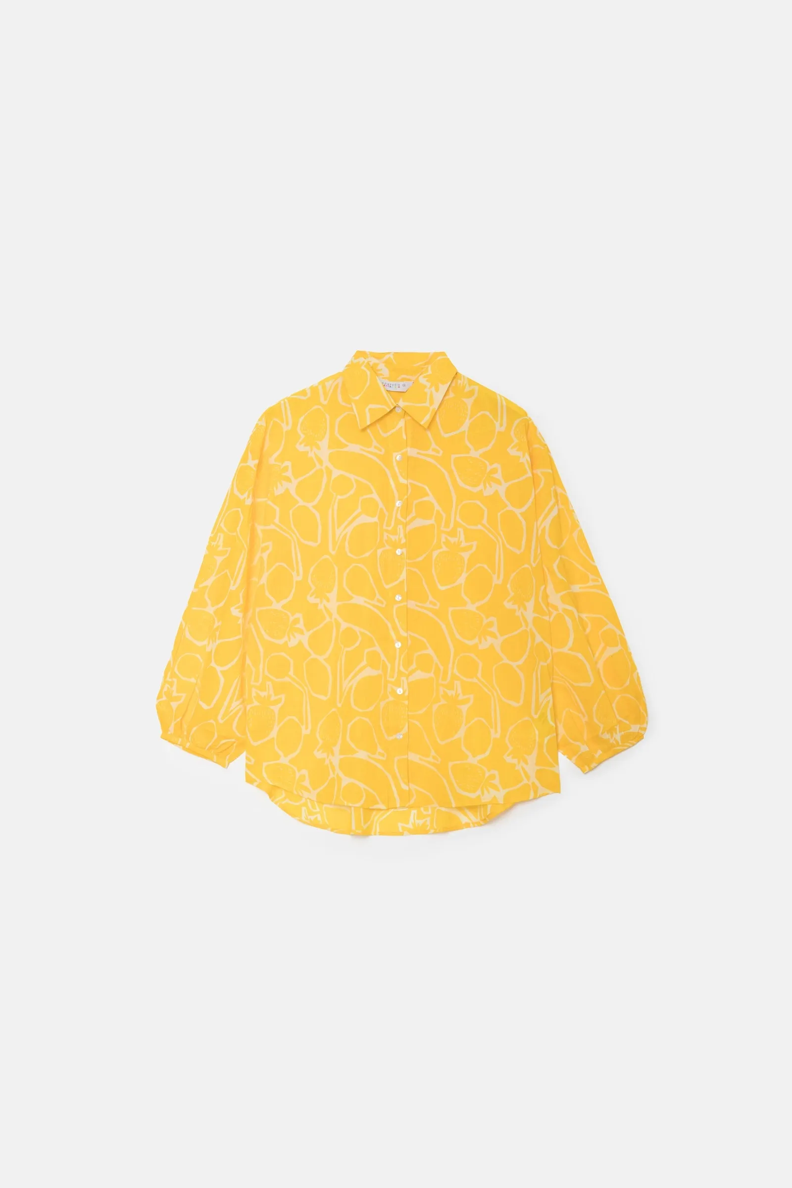 Fruit Print Oversized Long-Sleeved Shirt