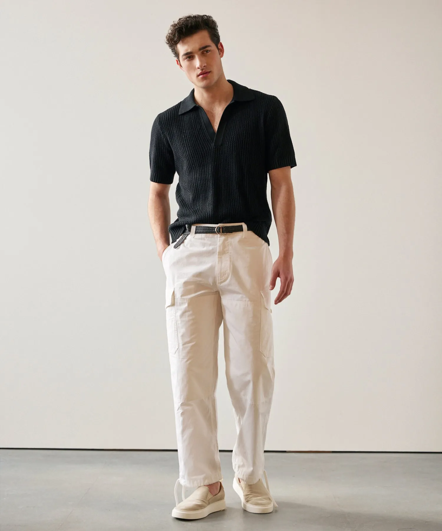 Garment Dyed Cargo Pant in White