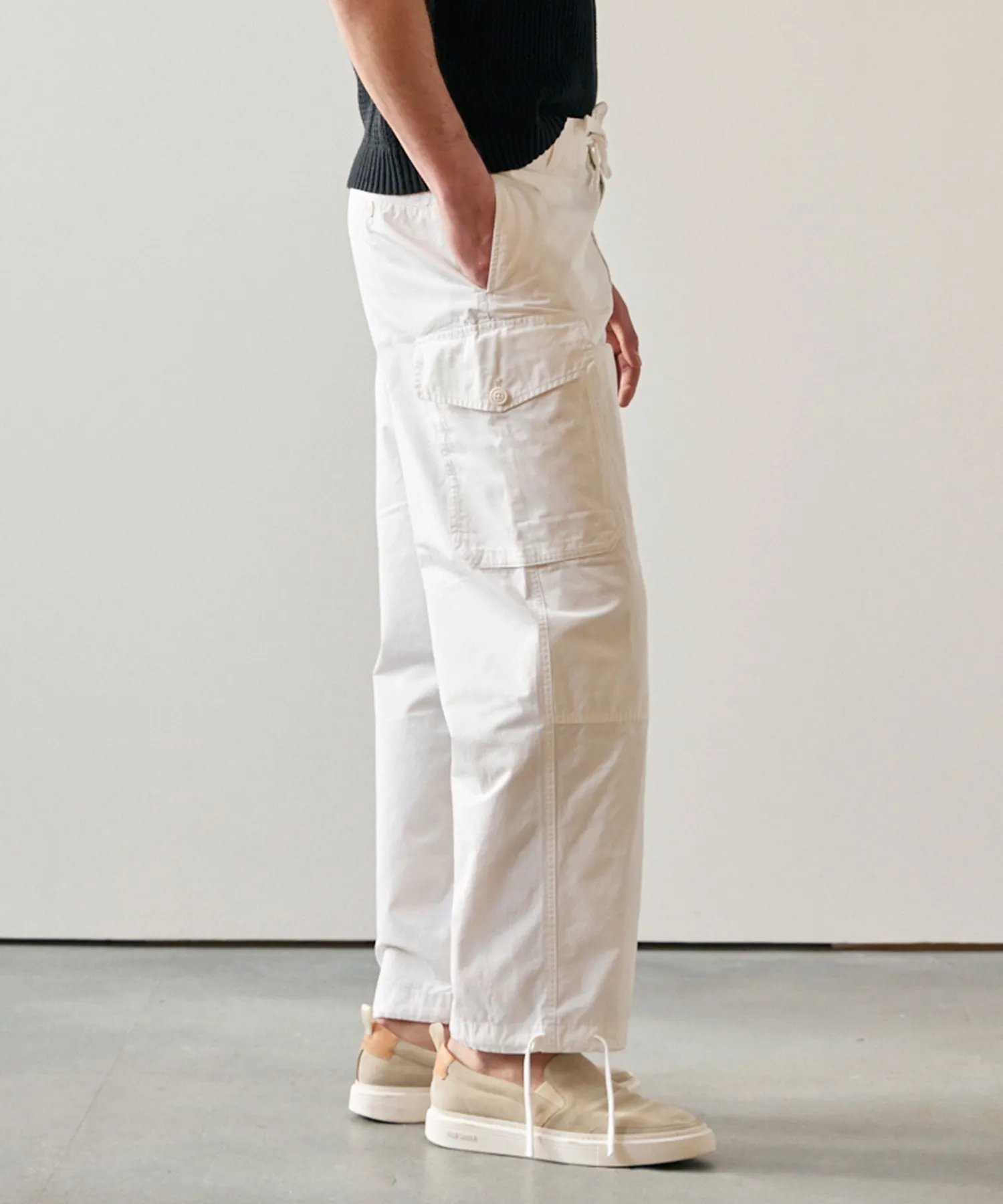 Garment Dyed Cargo Pant in White