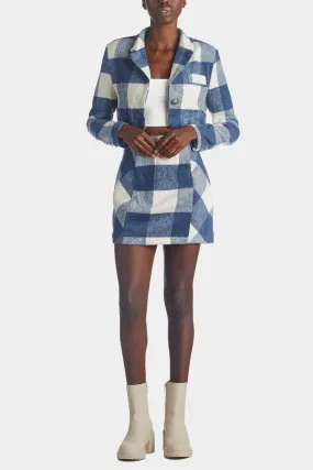 Gingham Plaid Cropped Blazer And Mini Skirt Set