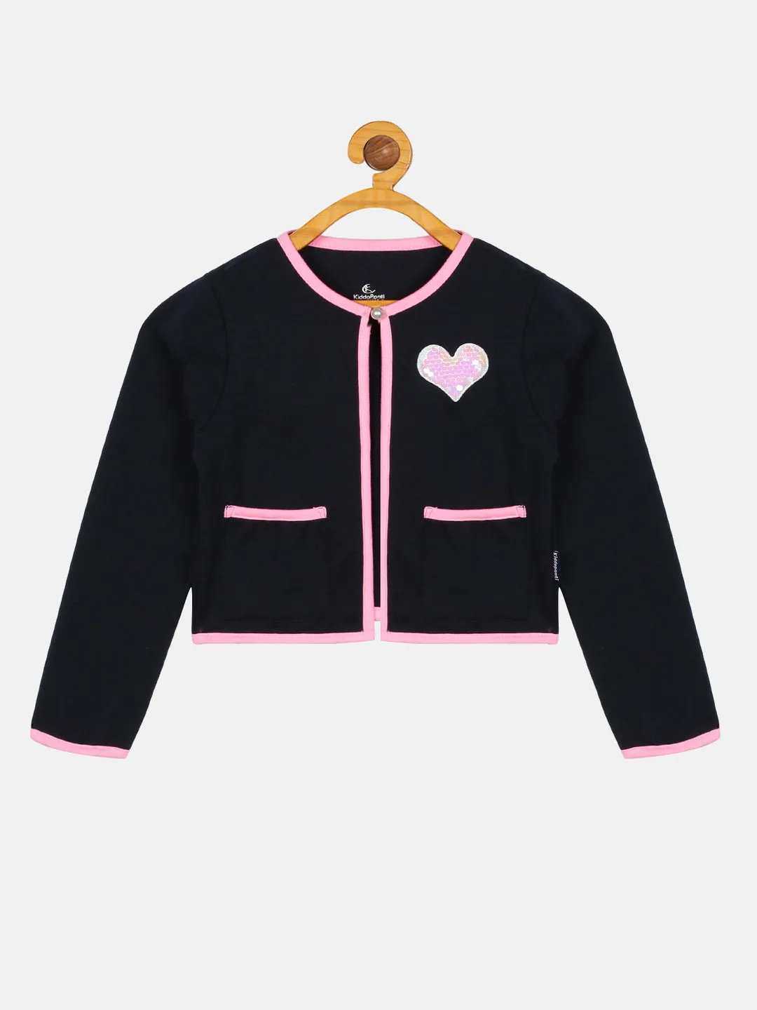 Girls Full Sleeve Crop Shrug With Applique