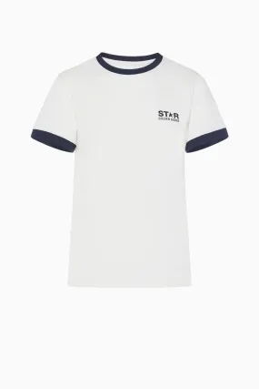 Golden Goose Logo Star T-Shirt - Heritage White/ Dark Blue