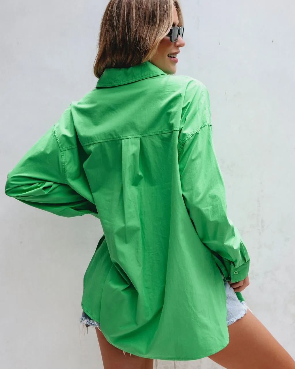 Green Button Down Cotton Shirt - FINAL SALE