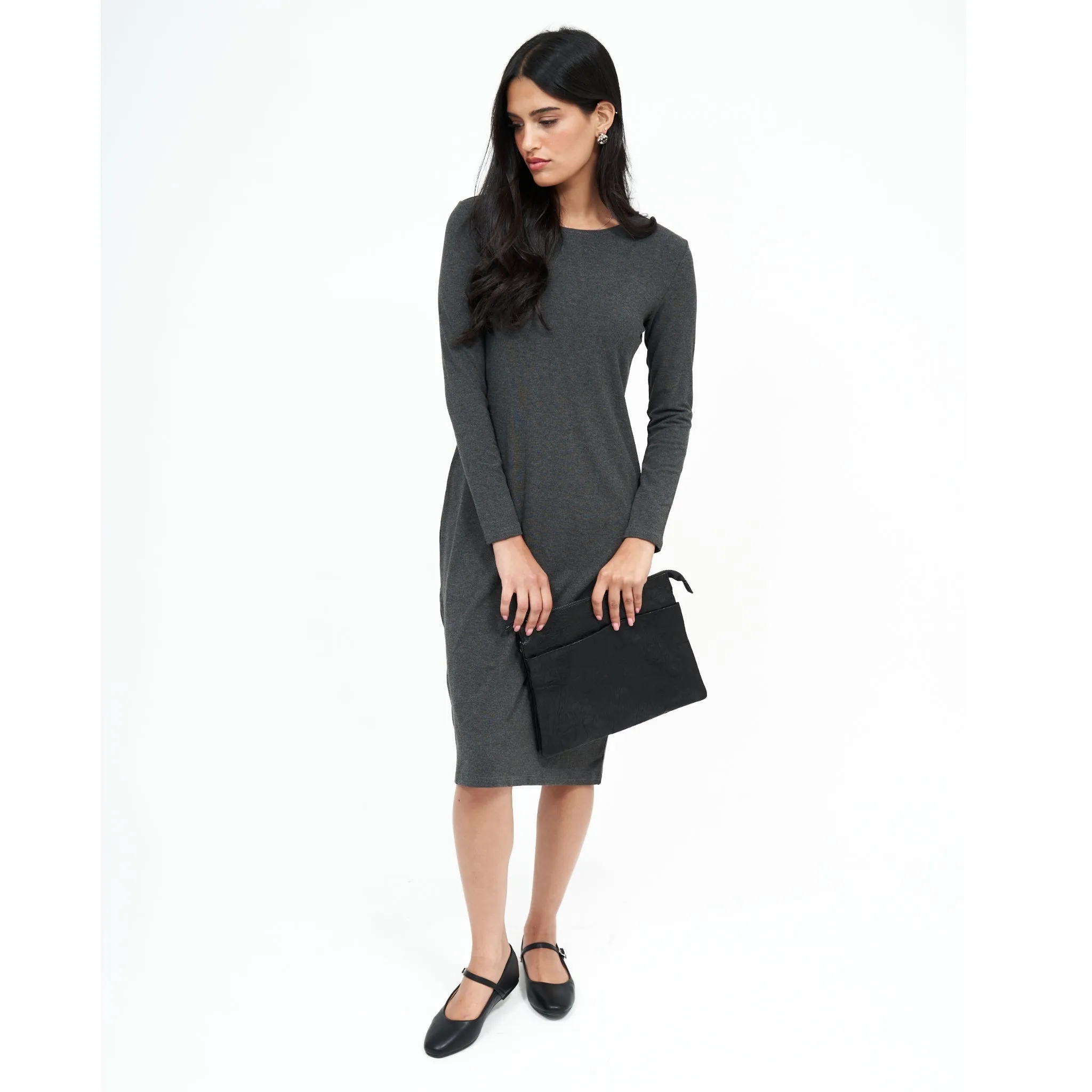 Grey Loose Basic Dress by DF