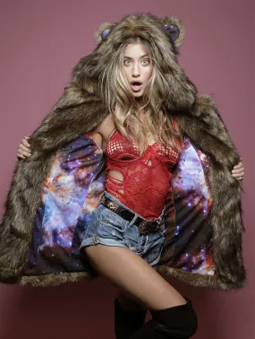 Grizzly Golden Galaxy Faux Fur Coat