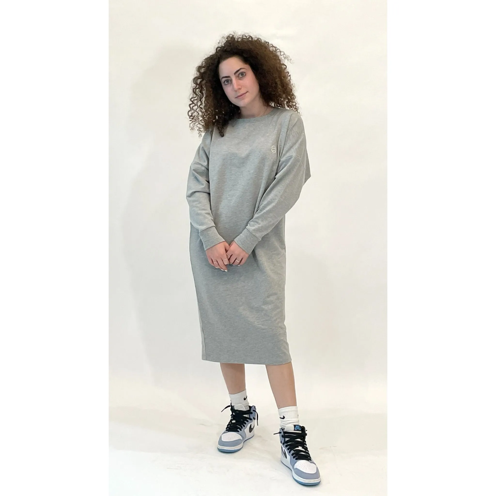 Heather Grey Logo Sweatshirt Dress by Mikah