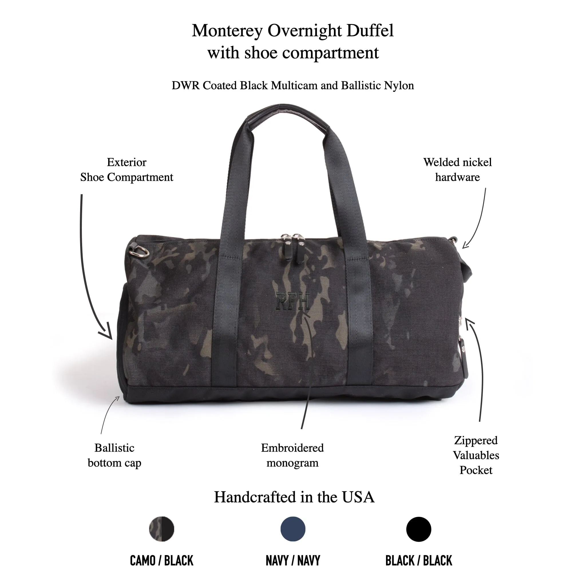 Hudson Sutler Monterey Overnight Duffel Ballistic Nylon - Camo/Black