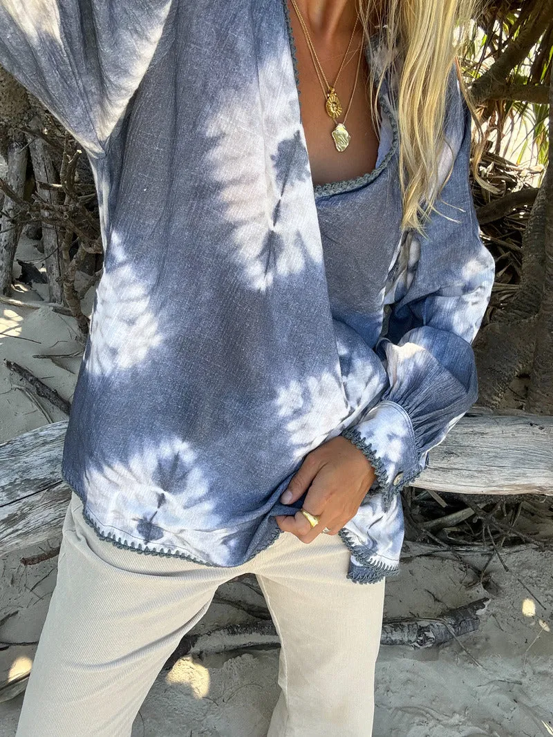 INTO THE WATER BLOUSE-NAVY