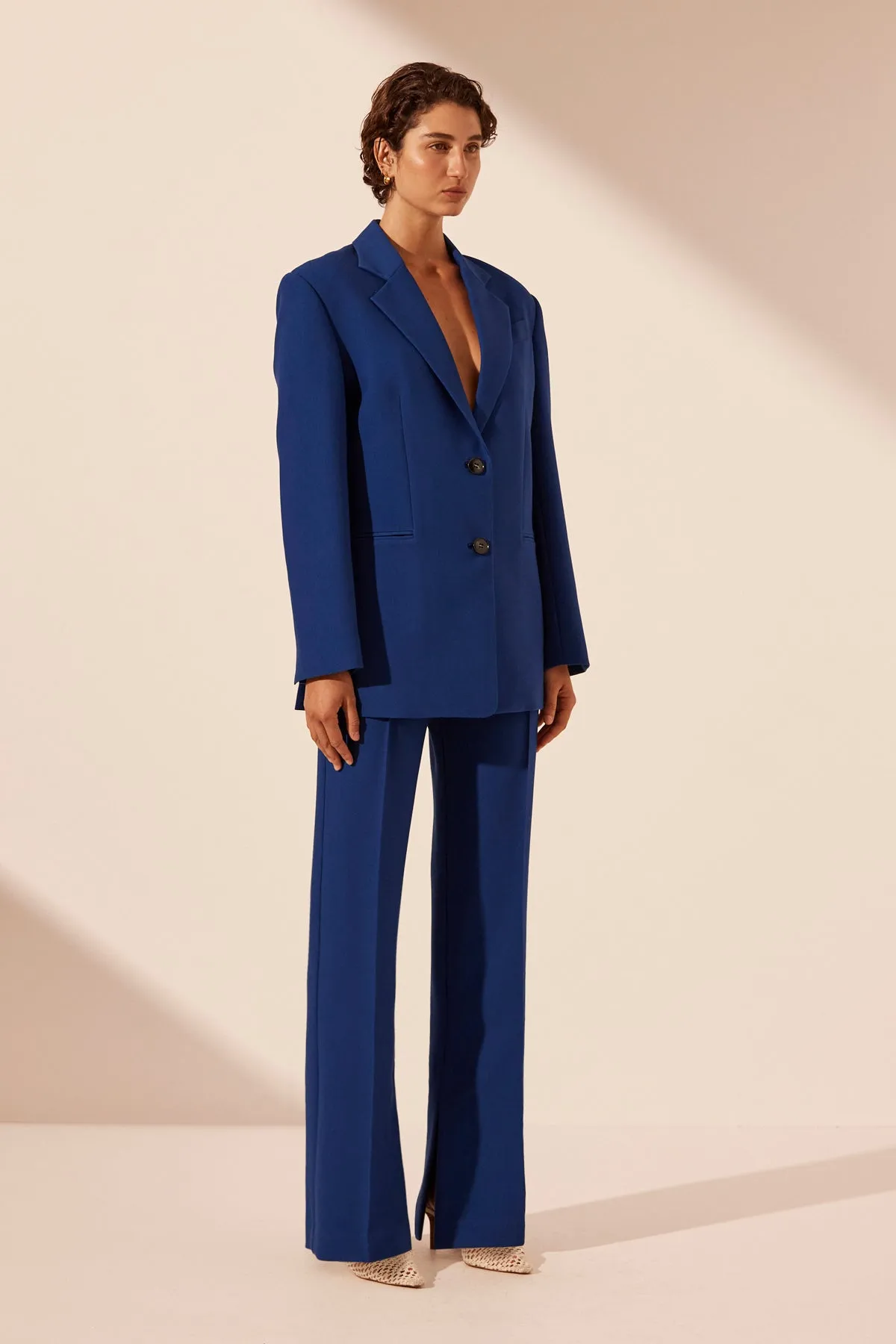 IRENA OVERSIZED TAILORED BLAZER - AZURE