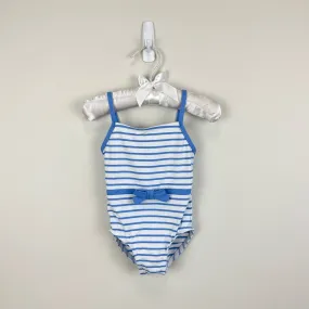 Jacadi Paris Blue Stripe Bow Bathing Suit 12 Months