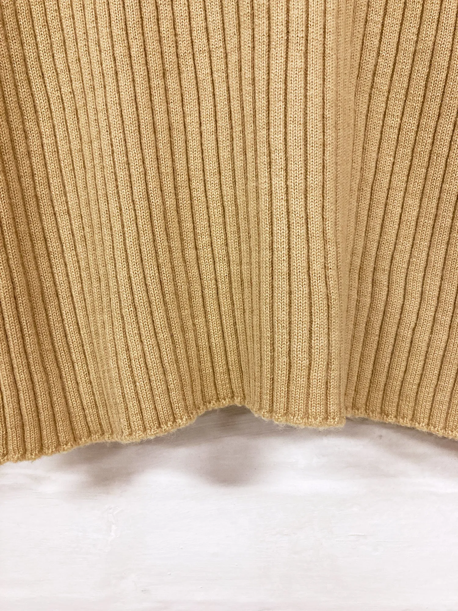 Jean Paul Gaultier Jean's beige wool rib knit zipped high neck jumper - size 48