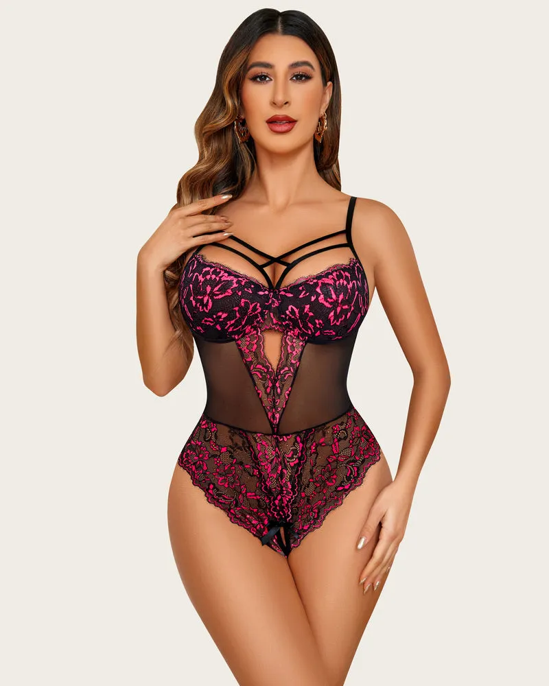 Lace One Piece Criss Cross Bodysuit