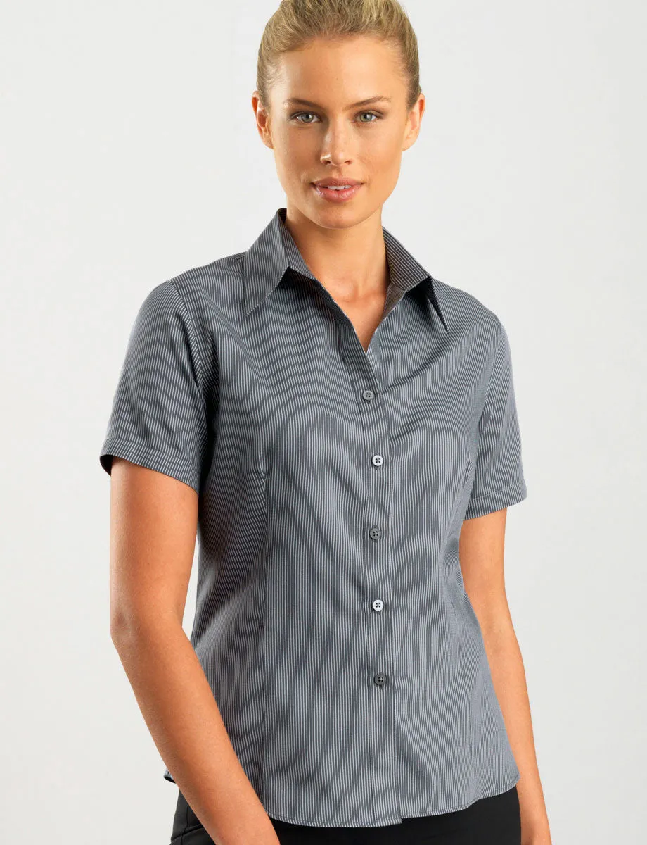 Ladies Pinstripe Gunmetal Blouse