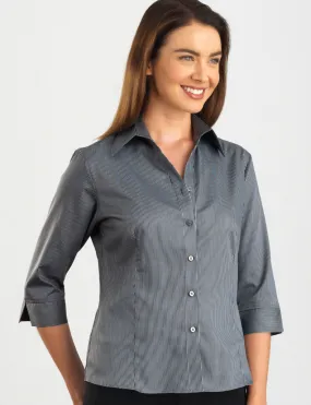 Ladies Pinstripe Gunmetal Blouse