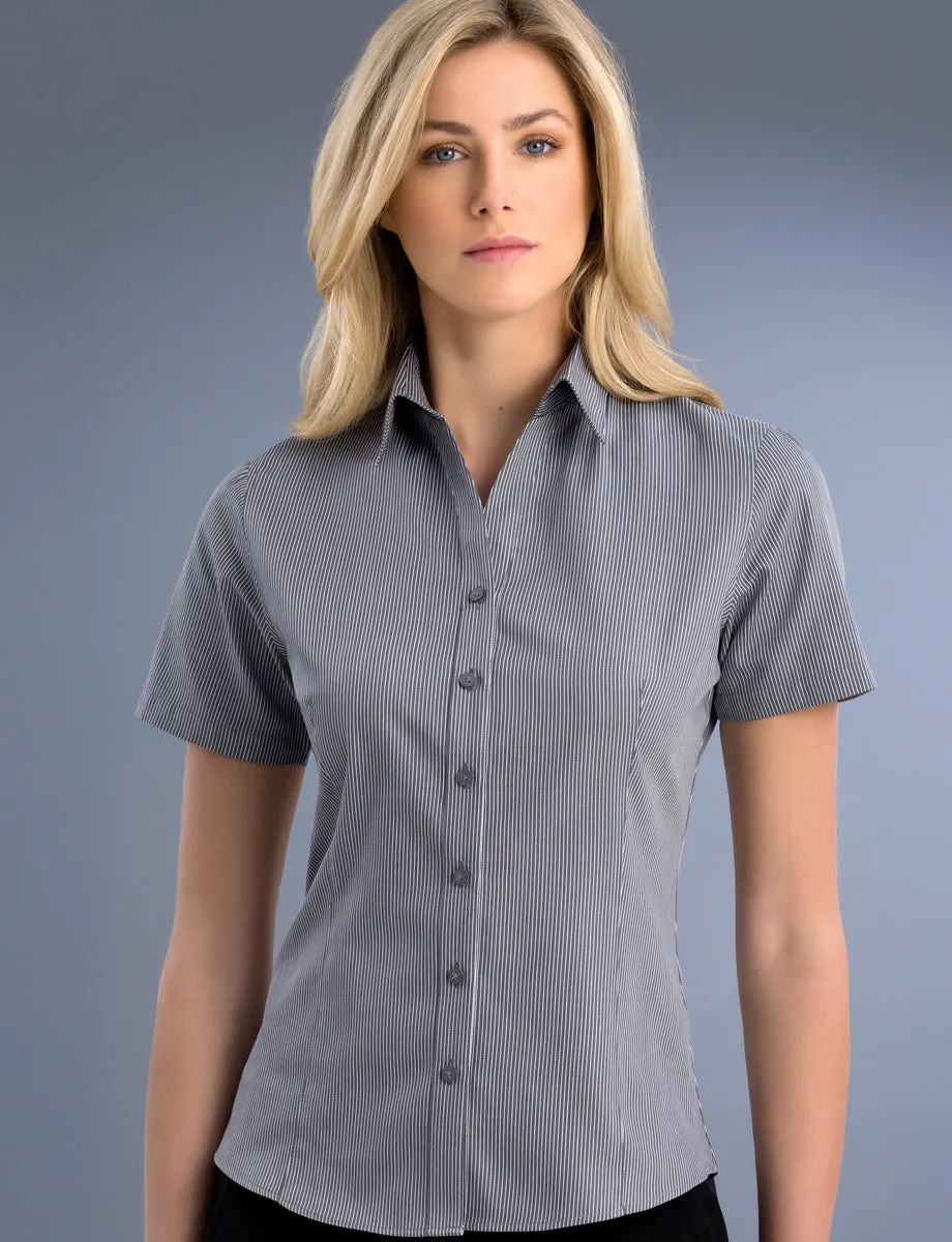 Ladies Pinstripe Gunmetal Blouse