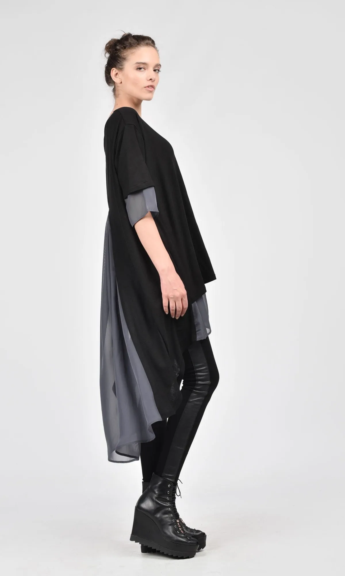 Loose Shirt with Chiffon Back