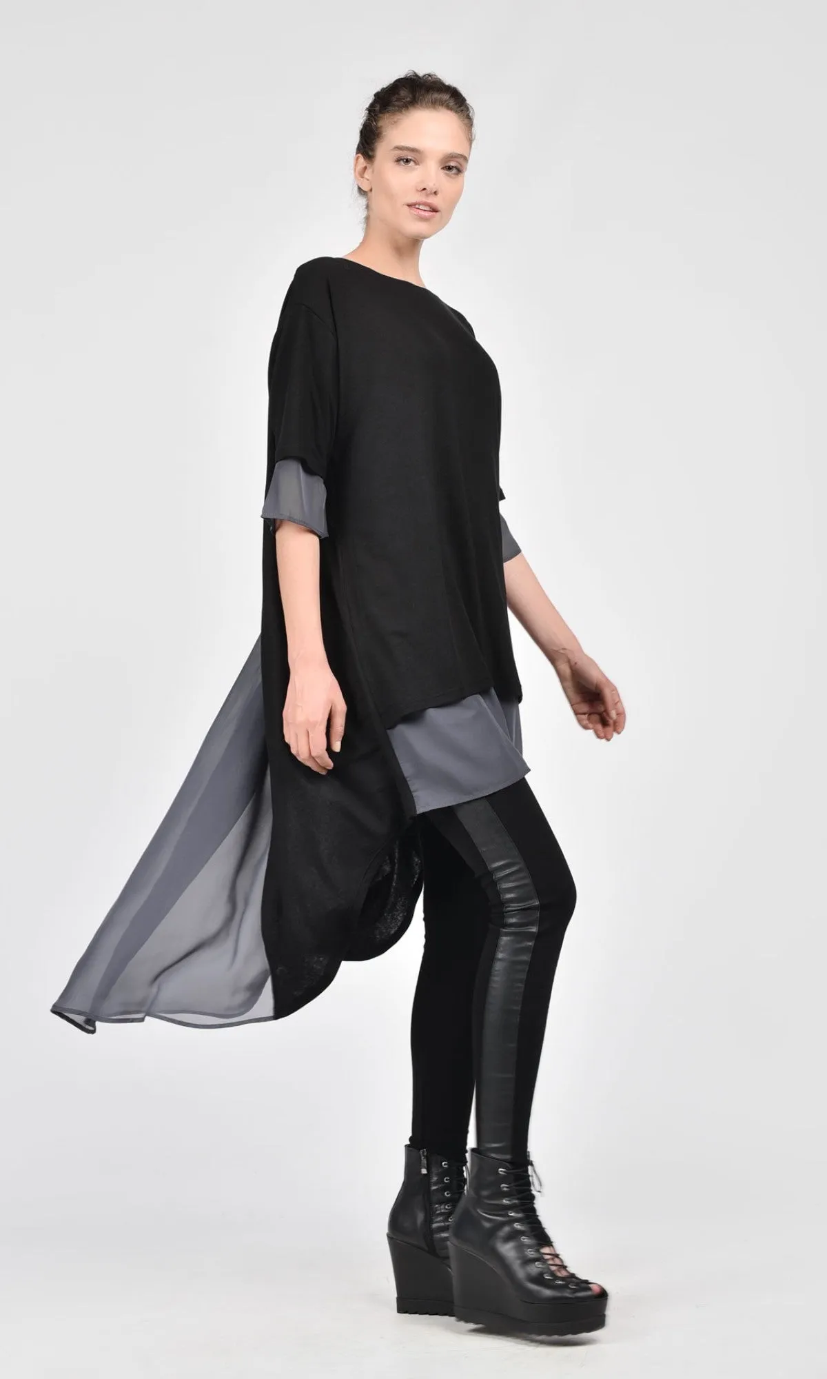 Loose Shirt with Chiffon Back