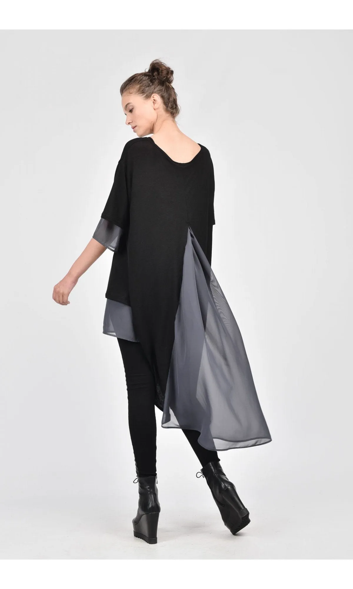 Loose Shirt with Chiffon Back