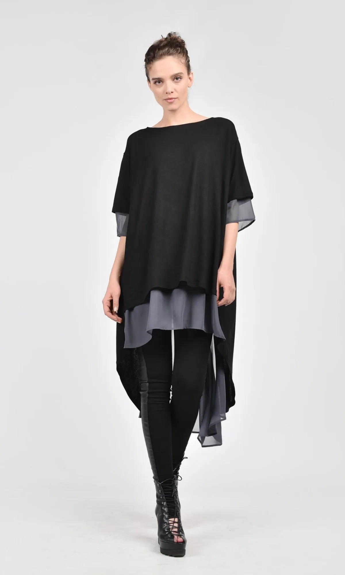 Loose Shirt with Chiffon Back