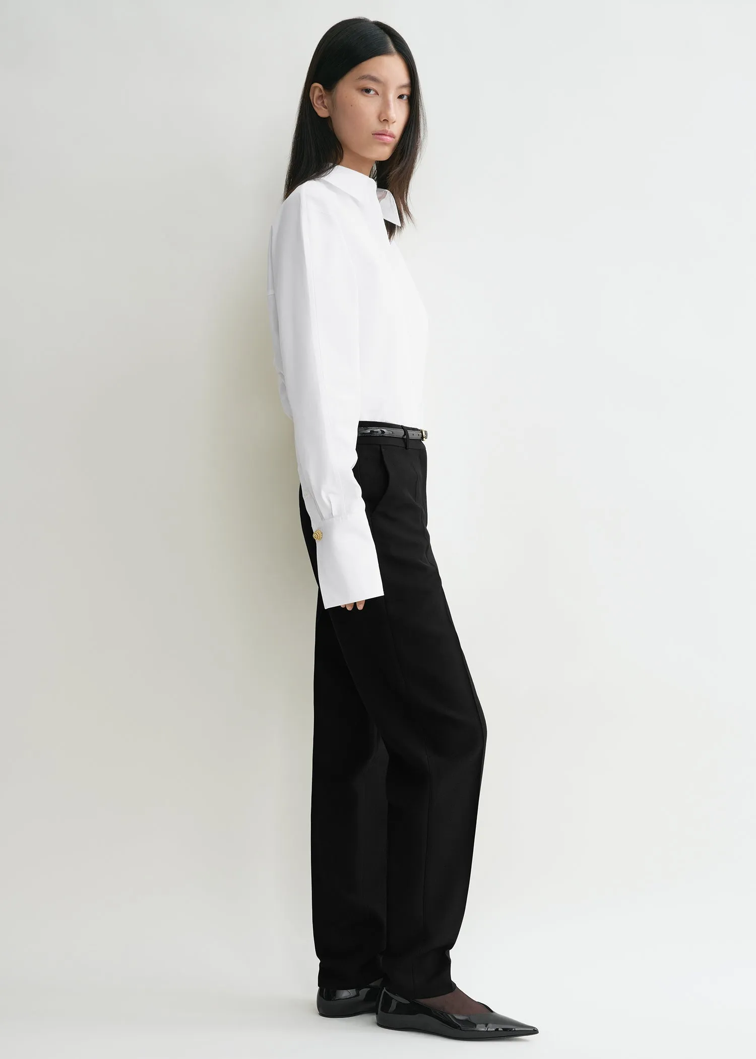 Low-waist tailored trousers black