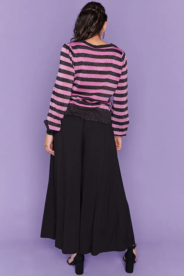 Mackenzie Black Lurex Pink Stripe Jumper