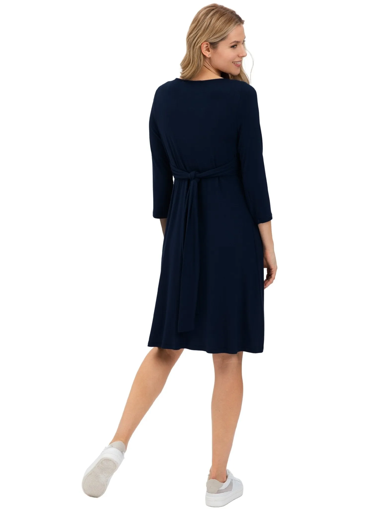 Maddona Maternity and Nursing Dress - Navy