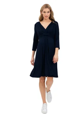 Maddona Maternity and Nursing Dress - Navy