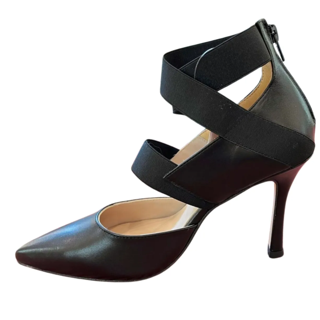 MARIAN Black Leather Criss Cross Stiletto Shoe