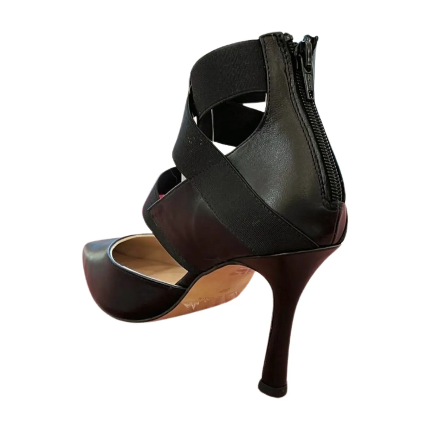 MARIAN Black Leather Criss Cross Stiletto Shoe