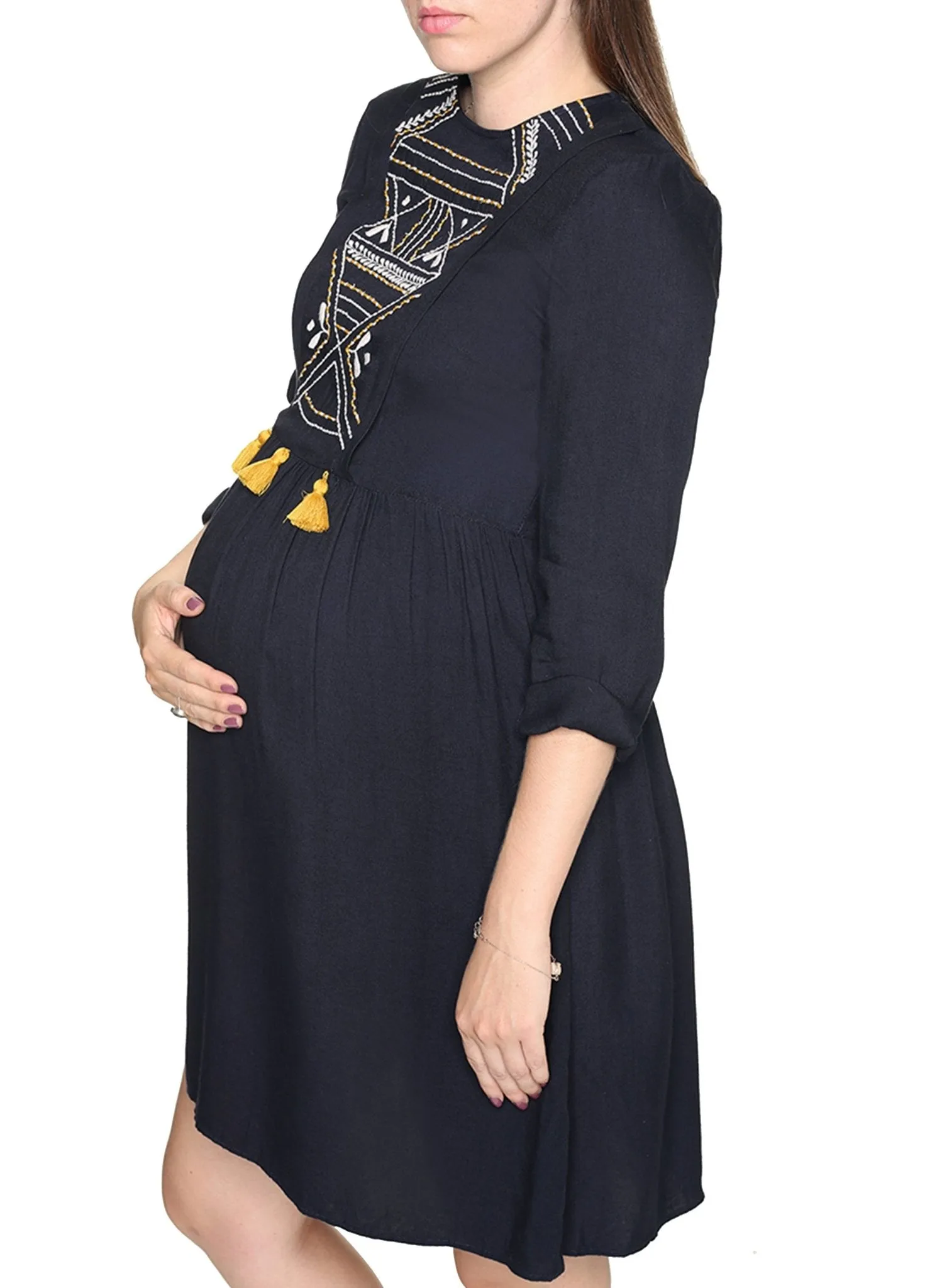 Maternity & Nursing Embroidered Dress - Heaven Bells