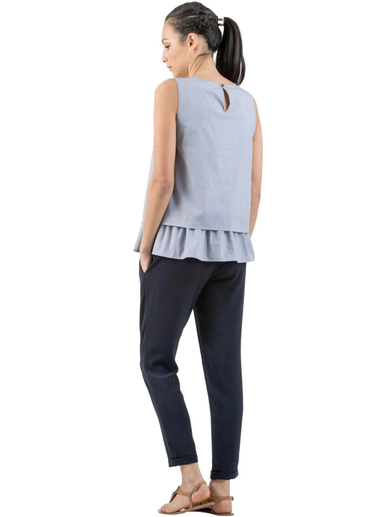 Maternity Jogger Trousers in Crepe - Blue