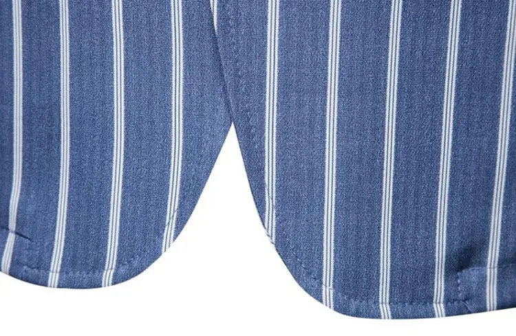 Men Suit Jackets Blue Striped Two Buttons Party Business Formal Blazer | 1812