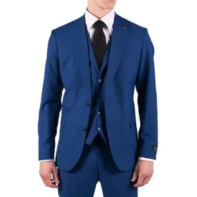 Mens 3 Piece Royal Blue Tailored Fit Suit Best Man Groom Prom Wedding Classic