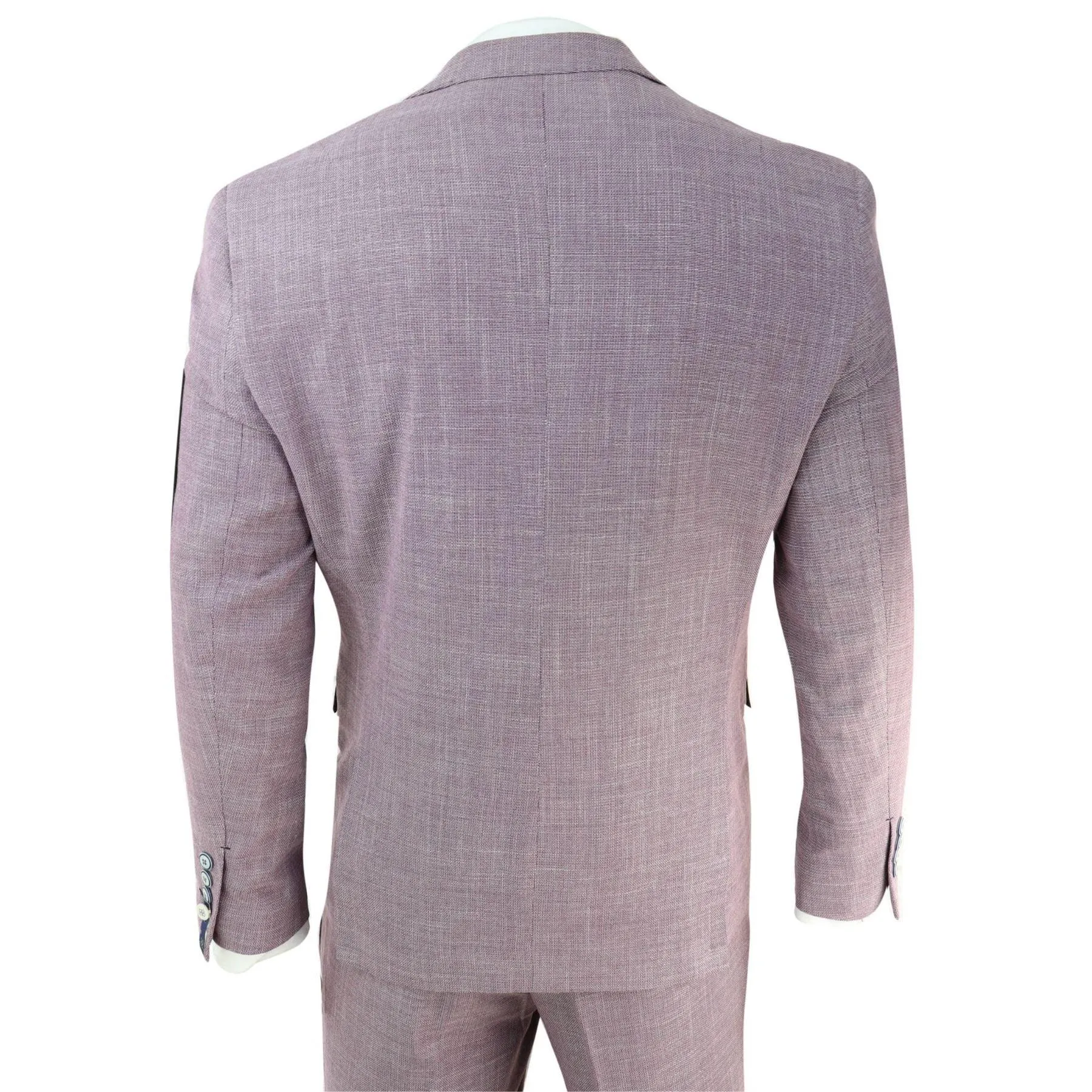 Mens 3 Piece Suit Blush Pink Summer Linen Tailored Fit Wedding Prom Classic