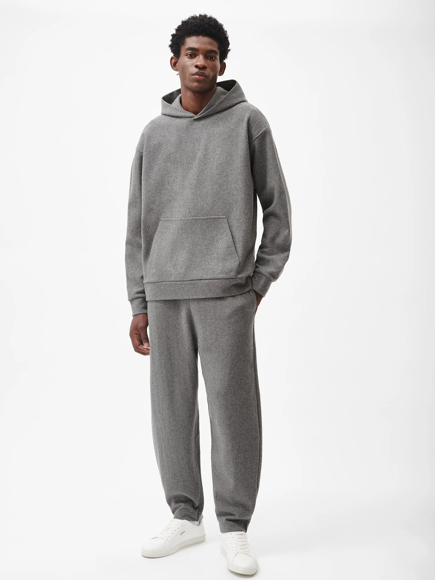 Mens Archive Recycled Wool Jersey Barrel-Leg Track Pants—volcanic grey