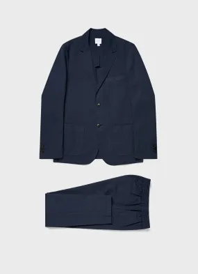 Men's Cotton Linen Two-Piece Suit in Navy