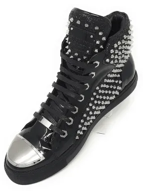 Men's Fashion High Top Sneaker H. Spike Black