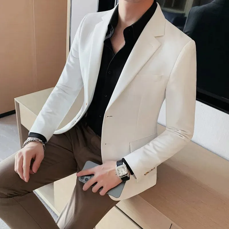 Men's High Quality Single Button Blazer: Elegant Slim Fit Casual Business Suit Jacket for Parties