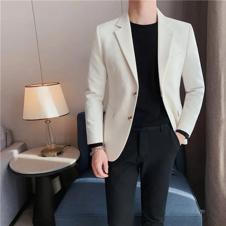 Men's High Quality Single Button Blazer: Elegant Slim Fit Casual Business Suit Jacket for Parties