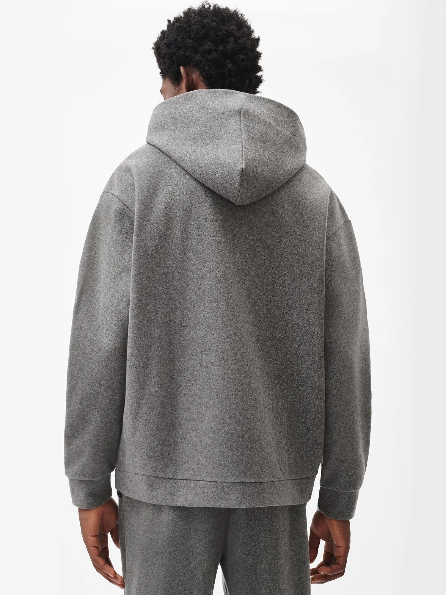 Mens Recycled Wool Jersey Hoodie—volcanic grey