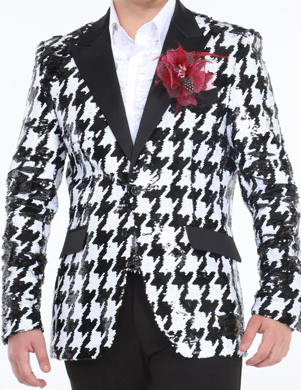 mens sequin blazer, hounds design black/white