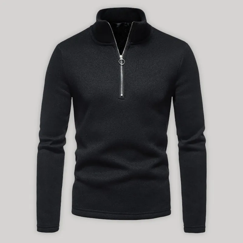 Men's solid color turtleneck zipper long sleeve sweatshirt