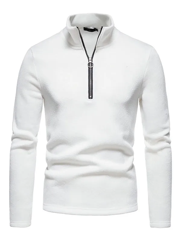 Men's solid color turtleneck zipper long sleeve sweatshirt