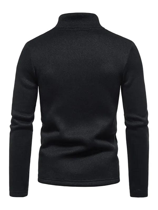 Men's solid color turtleneck zipper long sleeve sweatshirt