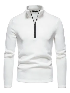 Men's solid color turtleneck zipper long sleeve sweatshirt