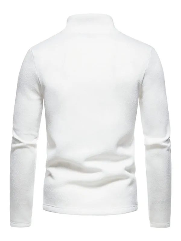 Men's solid color turtleneck zipper long sleeve sweatshirt