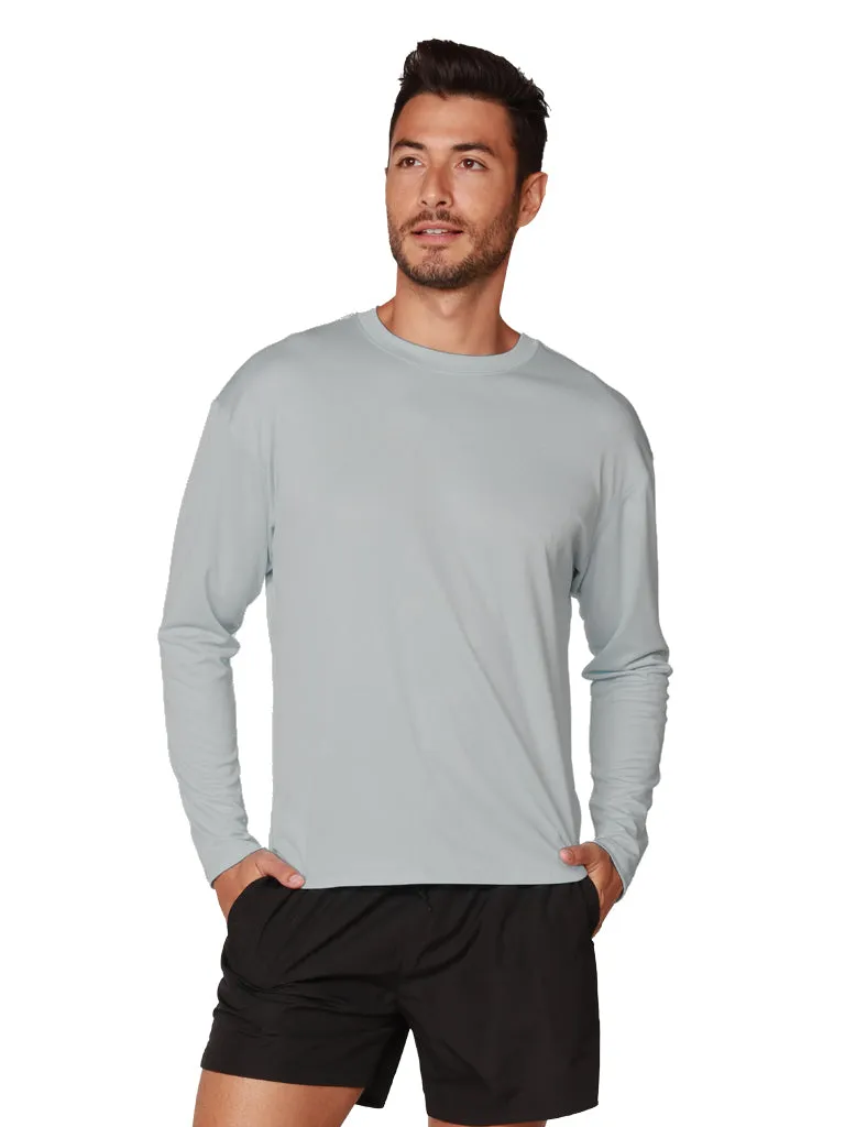 Men's UPF 50  UV Sun Protection Outdoor Long Sleeve Performance T-Shirt in birdseye fabric